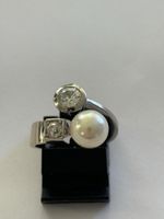 Ring Weissgold / Diamanten /Perle 18 Karat