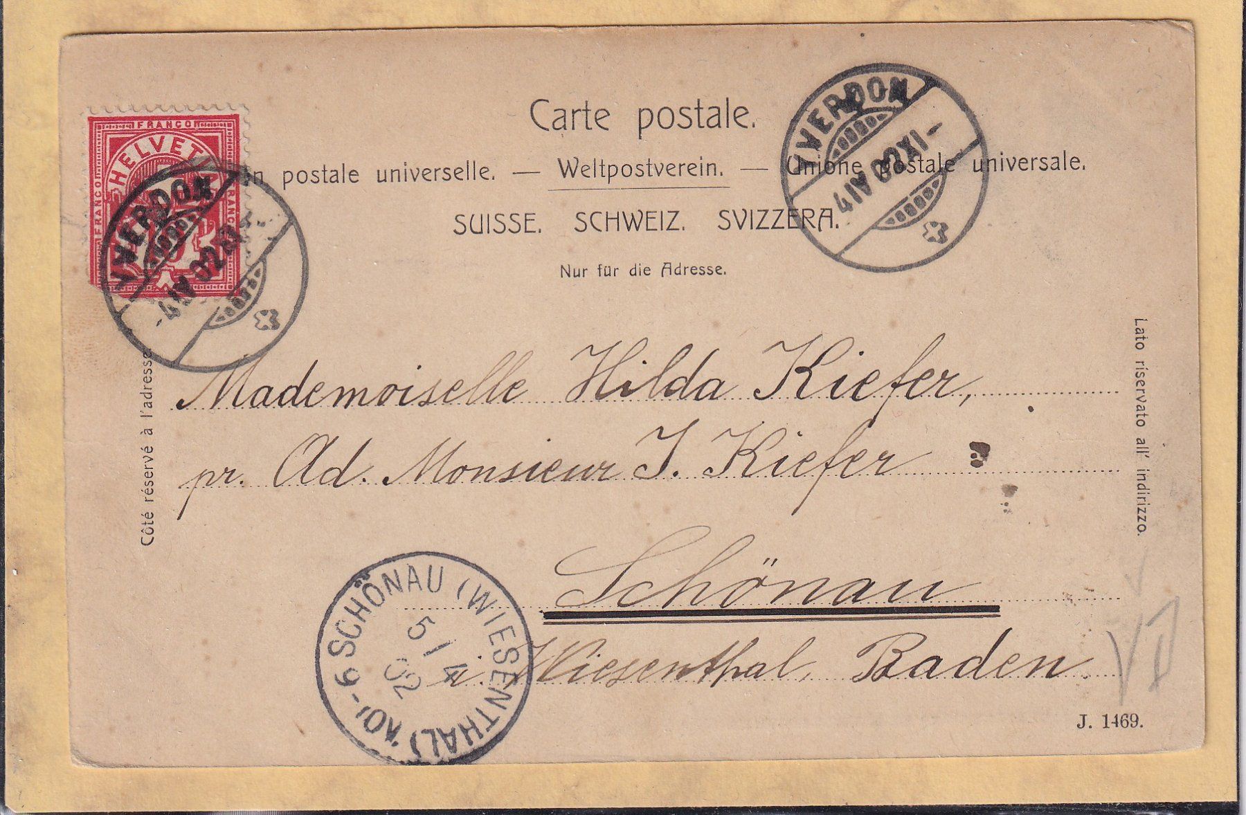 Cartes postales: Yverdon - le Collège - 1902 – D'occasion à Orvin par Pyaeschli 1