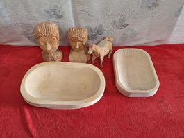 Holzfiguren-Set, handgeschnitzt, Bauernfiguren, Rarität!