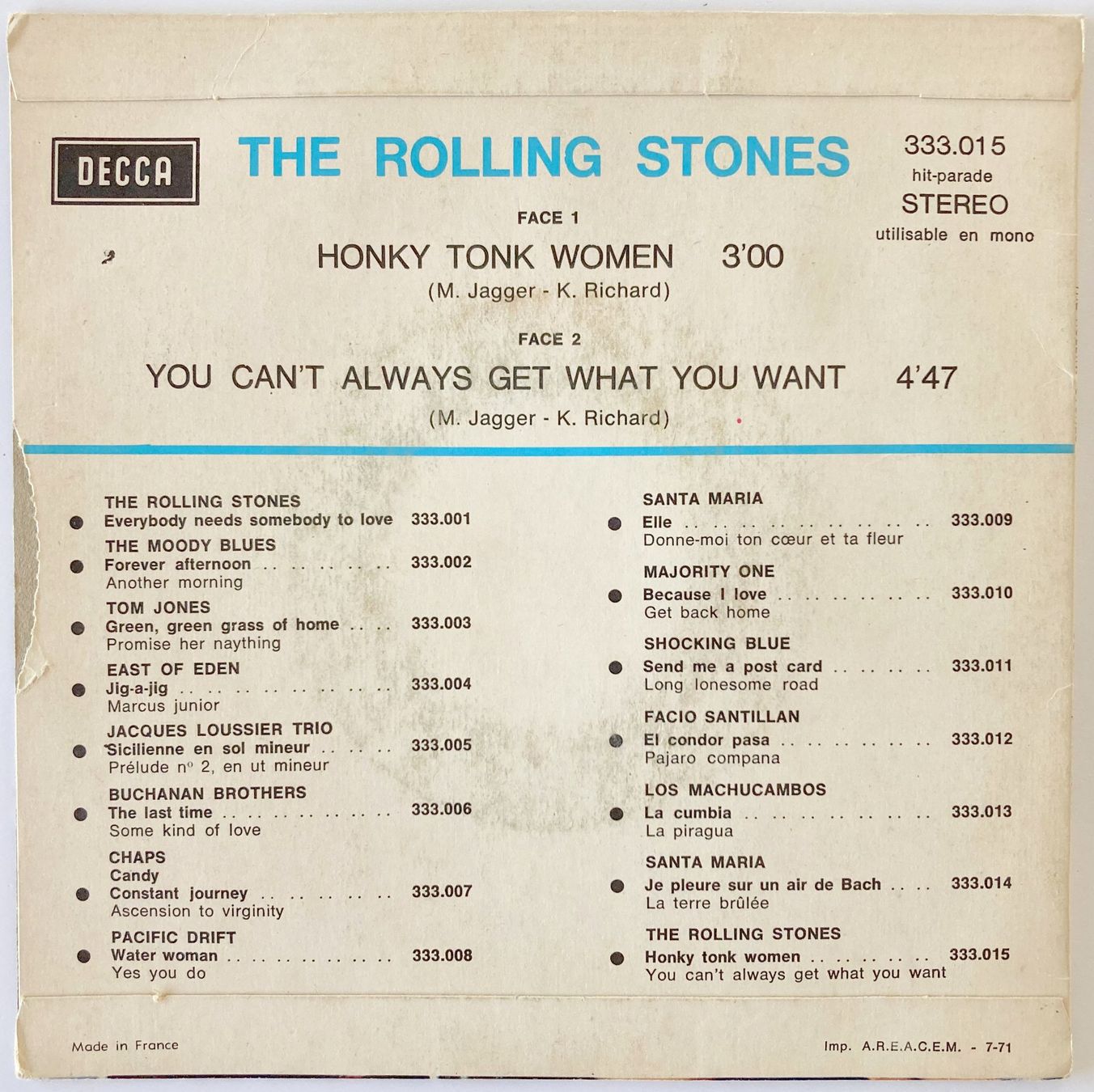 Dischi in vinile: ROLLING STONES - HONKY TONK WOMEN – Usato da Bottens venduto da hotter-than-hell 1