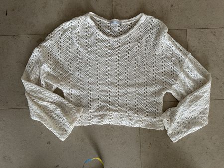 Damen Strickpullover Zara weiss Grösse M gehäkelt