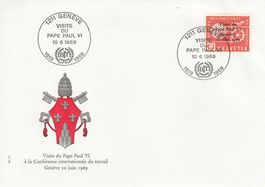 Erstagsbrief Papst Paul in Genf 1969