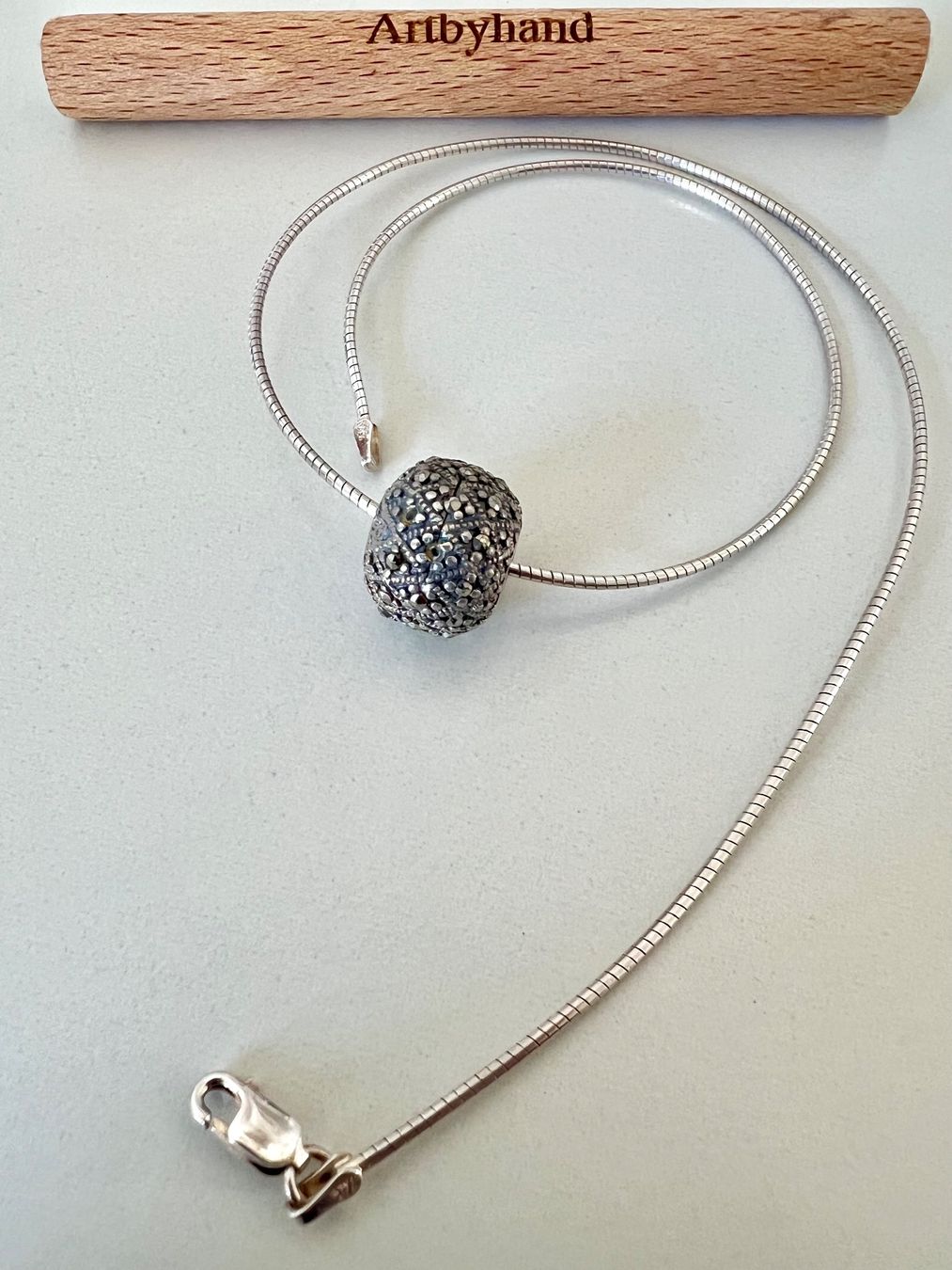 Catenine: 925 Silber Schlangenkette & funkelnder Markasit-Silberkugel – Usato da Ruswil venduto da artbyhand 6