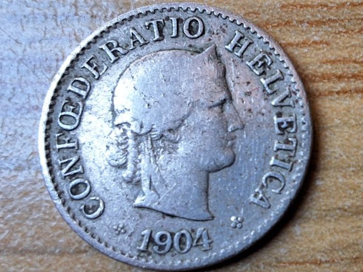 Tutti le monete: 5 Rappen 1904 - Selten! – Usato da Münchenstein venduto da purbach1
