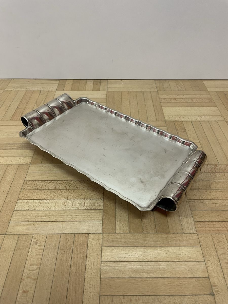 Piatti di portata: Schwebendes Art Deco Serviertablett versilbert Tablett antik – Usato da Zürich venduto da Vintagewiesel 3