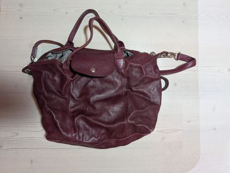 Longchamp sac à main en cuir couleur prune