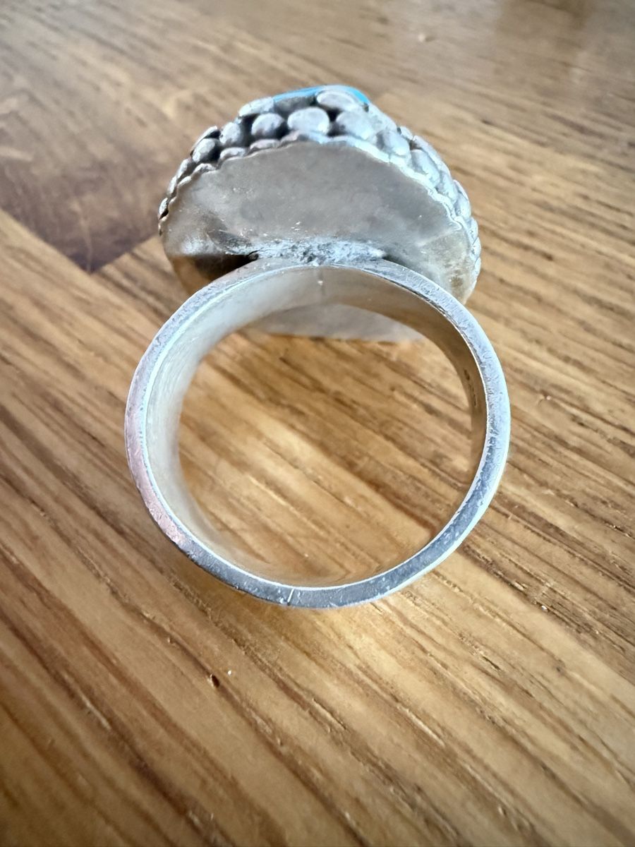 Bagues: Riesiger Silberring mit Türkis Stein.  – D'occasion à Goldach par Messerguru 4