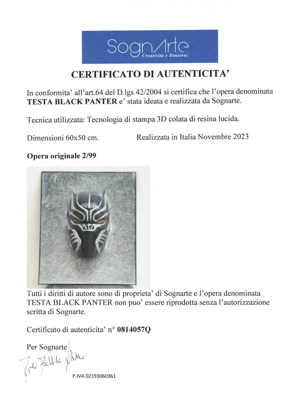 Tableaux: BLACK PANTHER 3D print artwork - Ltd.02/99, with Certificate – Neuf avec emballage d'origine à Le Mont-sur-Lausanne par luxurylover 7