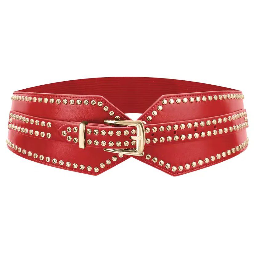 Gürtel: Breiter elastischer Rot Retro Gürtel verstellbar – Neu und originalverpackt aus Lausanne von FASHION-WORLD-SHOP