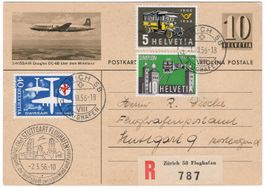 25 Jahre SWISSAIR als ZF auf SWISSAIR Chargé-Bildpostkarte