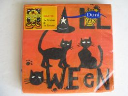 Papierservietten mit Katze, Halloween
