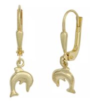 Ohrhänger springende Delfine 333 Gelbgold