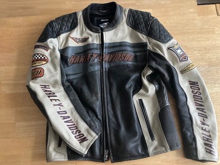 Harley Vintage Antik-Style perforierte Lederjacke (XL)
