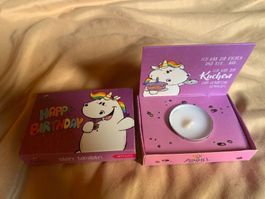 Pummeleinhorn happy Birthday Kerze Geschenk gratulieren rosa