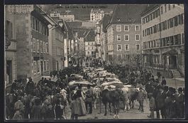 AK Le Locle, La foire du bétail, 1912