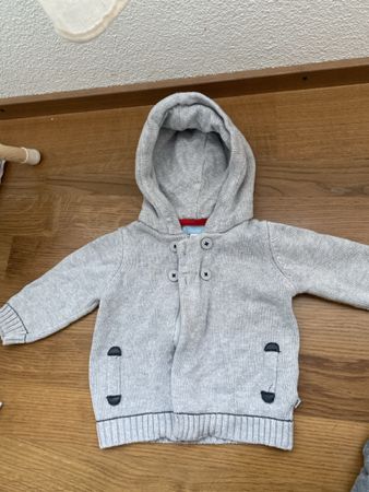 Light Grey Baby Gap Knit Hoodie - Warm & Cozy - 12 Months