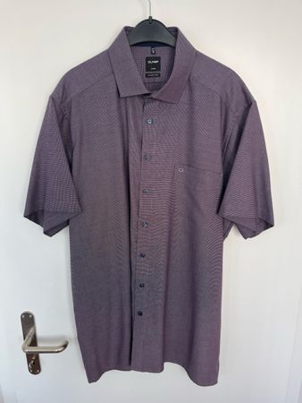 Olymp Hemd kurzarm Grösse 45 modern fit lila gemustert
