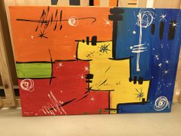Abstrakte Malerei farbenfroh Acryl auf Leinwand