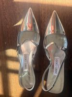 Jimmy Choo Slingback Pumps Silberfarben Lack