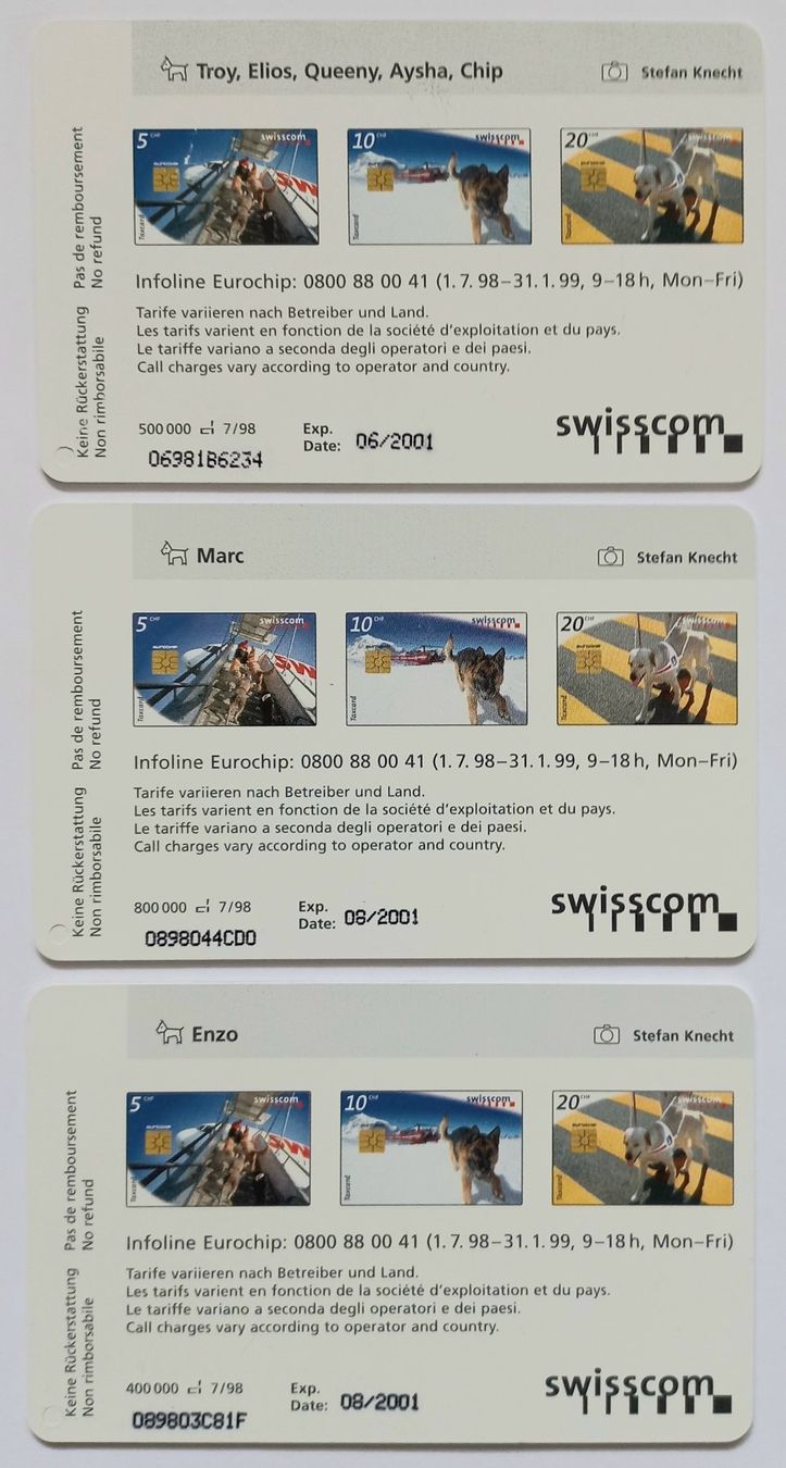 Swisscom Schede telefoniche: Taxcard "Hunde im Dienst" 2001 - CH – Usato da Niederuzwil venduto da lubimaja 1