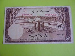 Banknote 10 Rupien Pakistan State Bank, Top Zustand