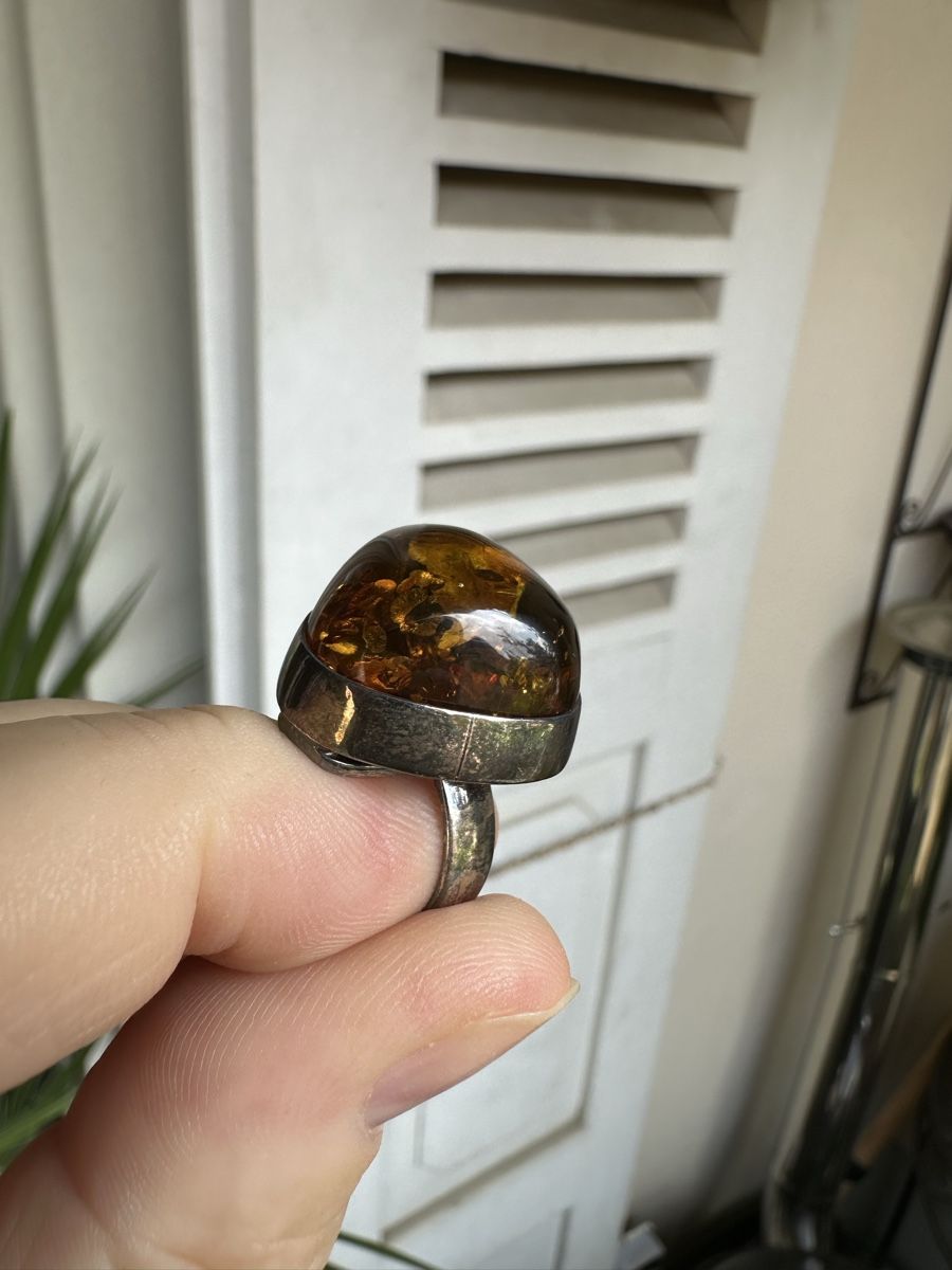Ringe: Bernstein Ring Grösse ca 53w  silber  – Gebraucht aus Bern von womiman 1