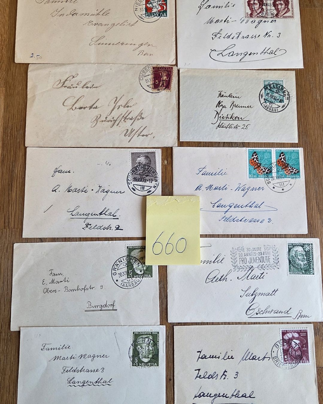 Alle Briefmarken: 10 Antike kleine Glückwunsch Briefcouvert.. – Gebraucht aus Stans von Ducati16