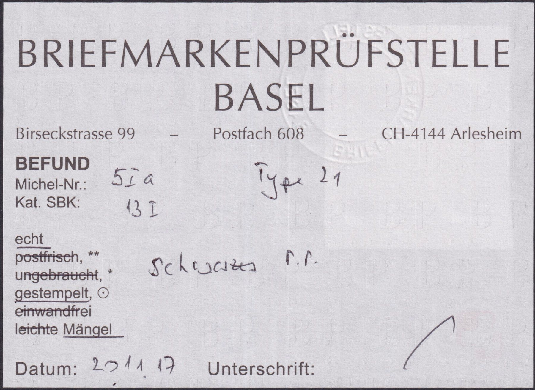 Tutti i francobolli: ORTS POST: 13I, T.21, mit P.P.-Stempel, breitrandig +Befund – Usato da Sursee venduto da Luzernerraute 2