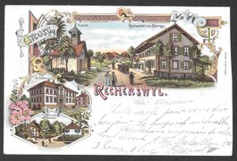 Recherswil farbige Lithografie 3 Bilder Sternen etc.