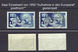 Saar 25 F von 1950 postfr** u gestemeplt