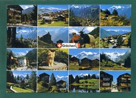 Grächen, 1990, Mehrbilderkarte, gelaufen, Grossformat