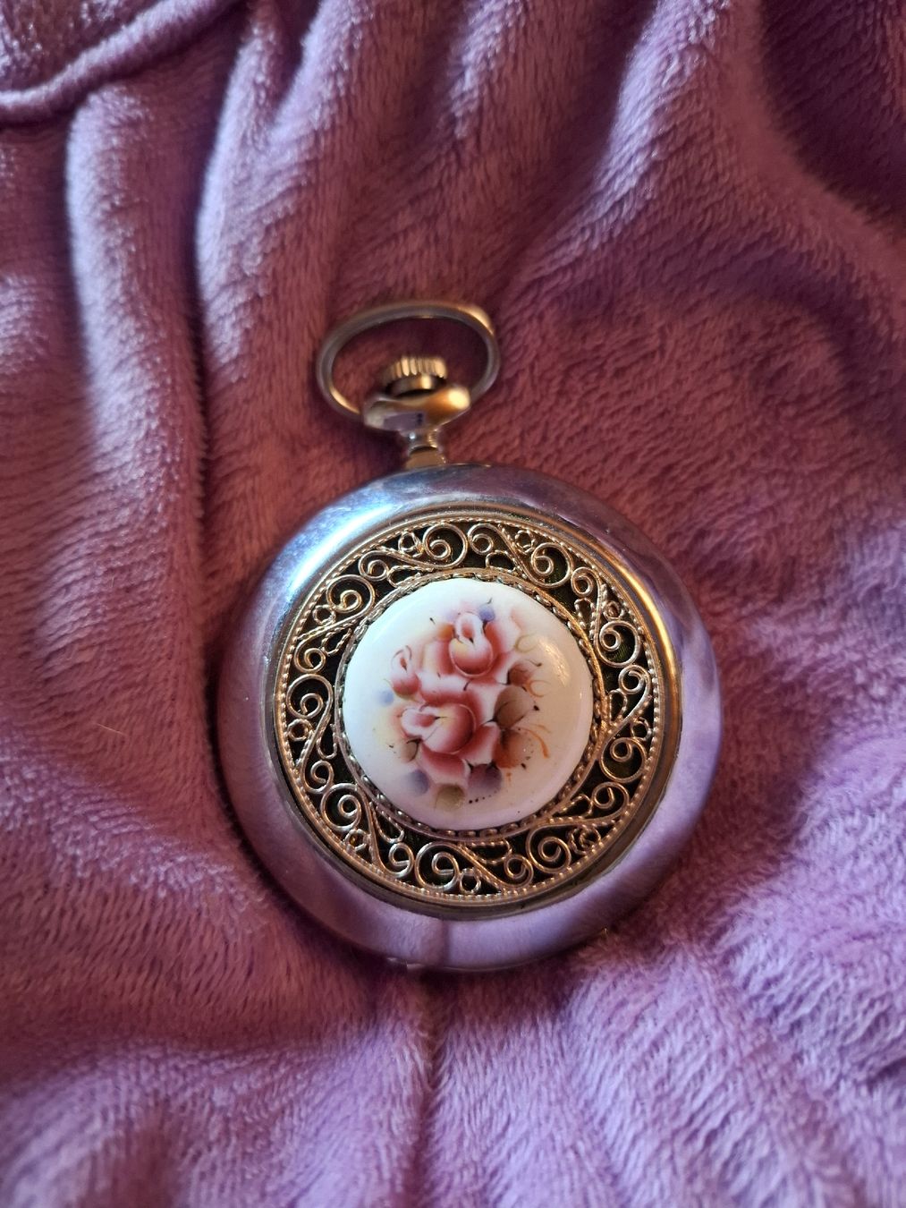 Uhren: MECH.TASCHENUHR MIT EMAIL- ODER PORZELLANEINSATZ ROSEN – Neu (gemäss Beschreibung) aus Gretzenbach von schibaya 4