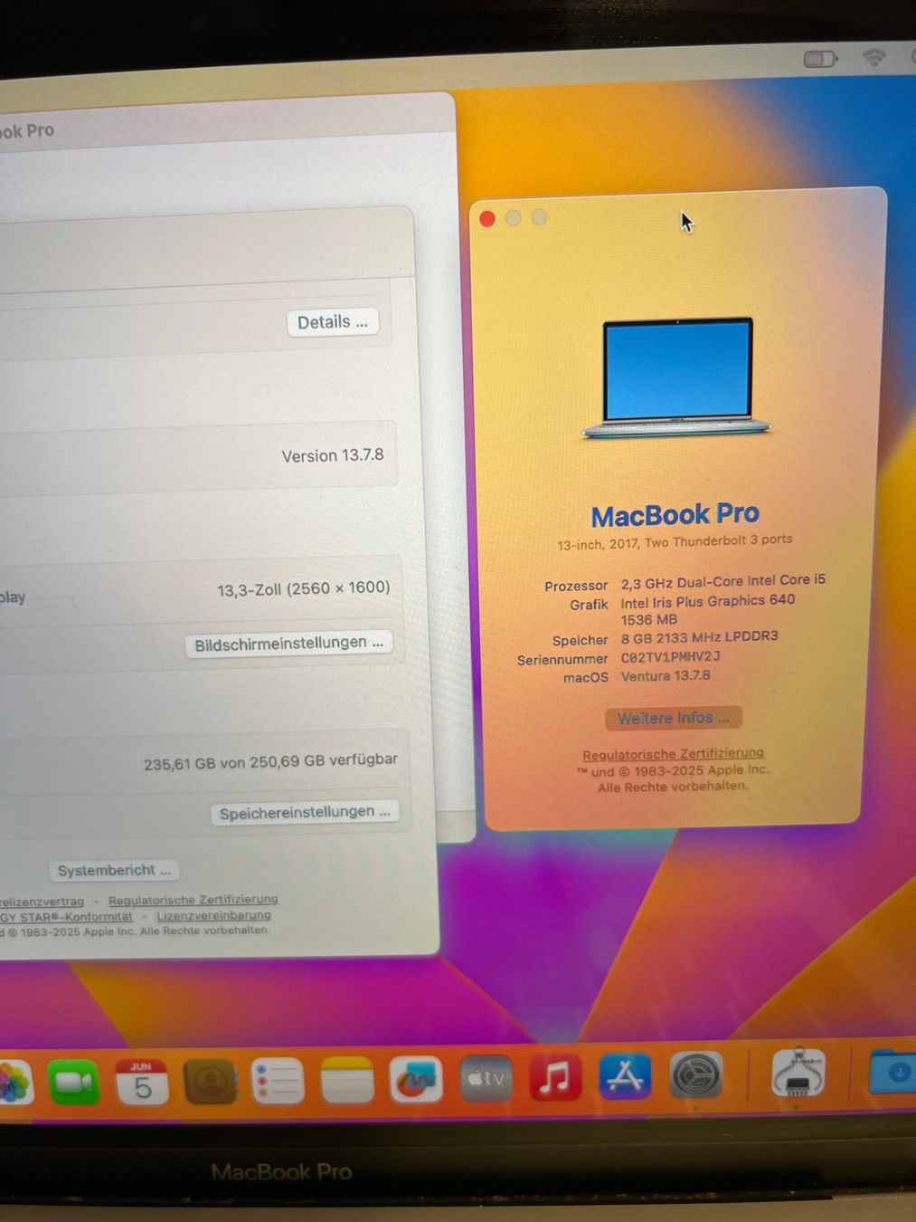 Apple Notebook: MacBook Pro 13" 2017 Silber Display Verfärbung Defekt #53 – Difettoso da Dietikon venduto da speedkauf 4