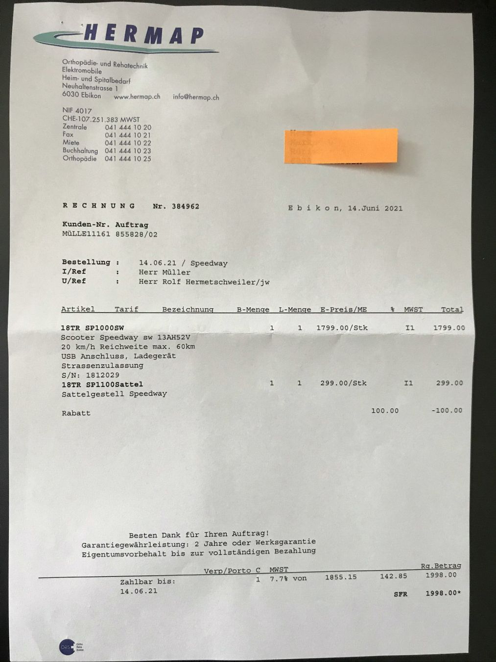 Scooter: E-Scooter defekt – Difettoso da Buchrain venduto da Mamue 1