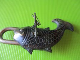 Vorhängeschloss Fisch Form mit Schlüssel Metall