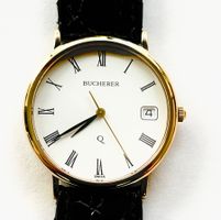 Bucherer Montre homme or placage date cadran blanc