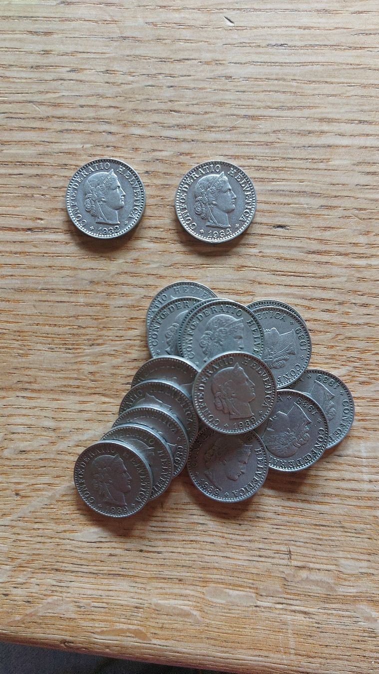 Tutti le monete: 20 Rappen 1932-1939 – Usato da Adelboden venduto da pile