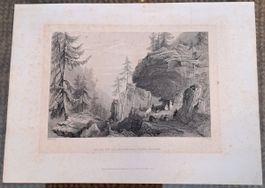 Gravure originale sur acier 1835 – Tête Noire, Trient (VS)