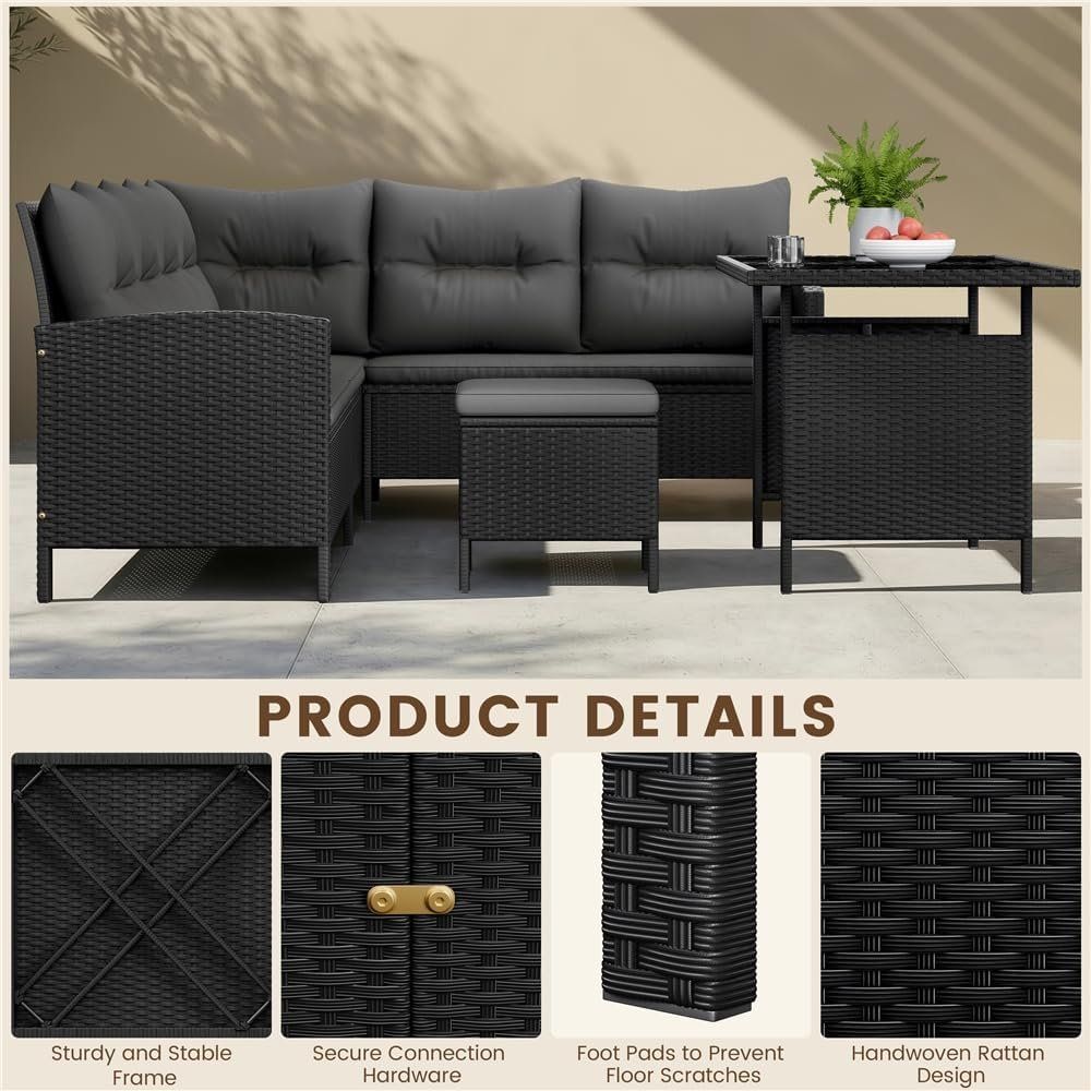 Set di tavolo e panche: Schwarze Gartenlounge, Rattan, – Nuovo e nell'imballaggio originale da Gränichen venduto da omniadeals 2
