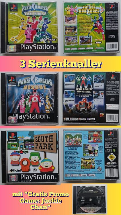 PS1 Action Set: 3 Games, Power Rangers, South Park, Jackie C (Gebraucht ...