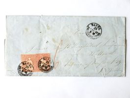Strubel - Brief 1862, BASEL > WÜRTTEMBERG, 2x15Rp. Strubel
