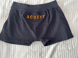 Coole, schwarze Boxershorts mit "SCHEFF“-Aufdruck, Gr. S