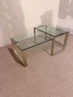 2er Set Coffee Table Couchtisch Kombination aus Glas/ Metall