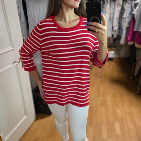 Rot-weiß gestreiftes Shirt, Gr. XL – bequem & casual