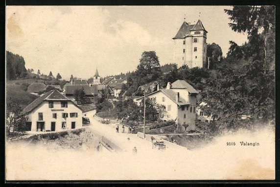 Cartoline postali: Valangin, Blick auf Schloss, Häuser und – Usato da Berlin venduto da bartko-reher