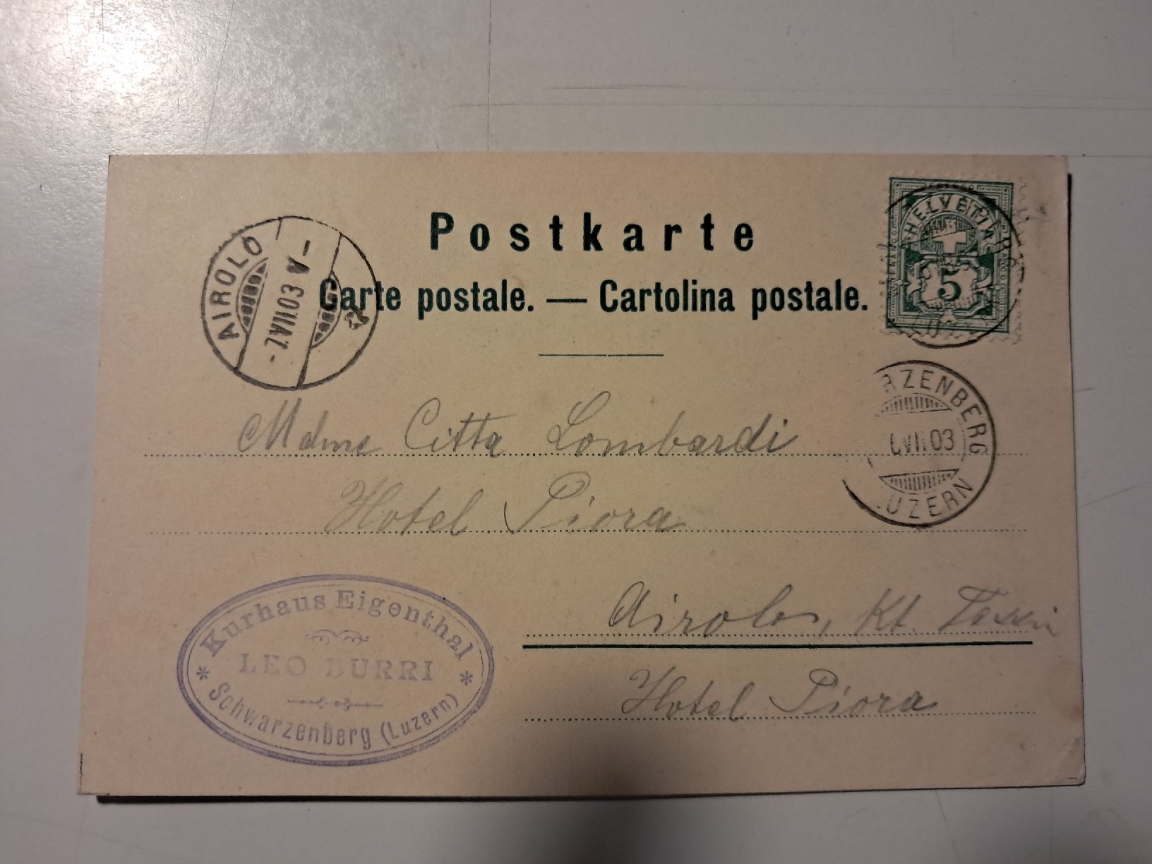 Cartoline postali: Eigenthal – Usato da Gorduno venduto da ema_7yhp 1