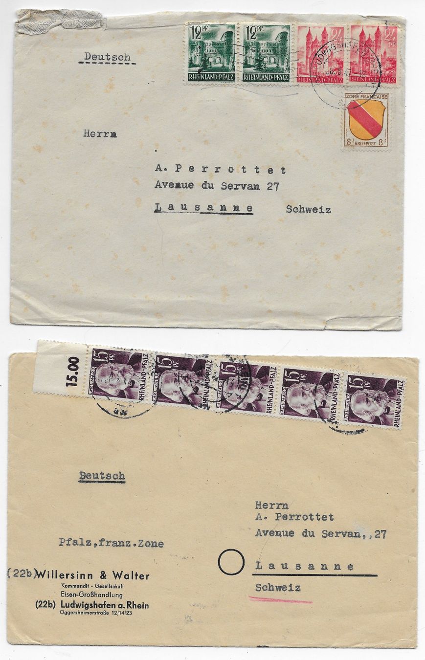 Tutti i francobolli: 2 Briefe Rheinland-Pfalz – Usato da Hefenhofen venduto da Richsalz