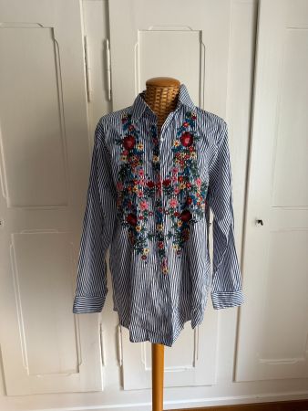 ZARA - Bluse blau-weiss gestreift S