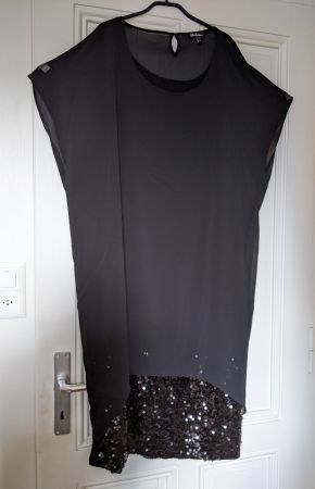 ULLA POPKEN : Robe du soir noire à sequins 48-50-52