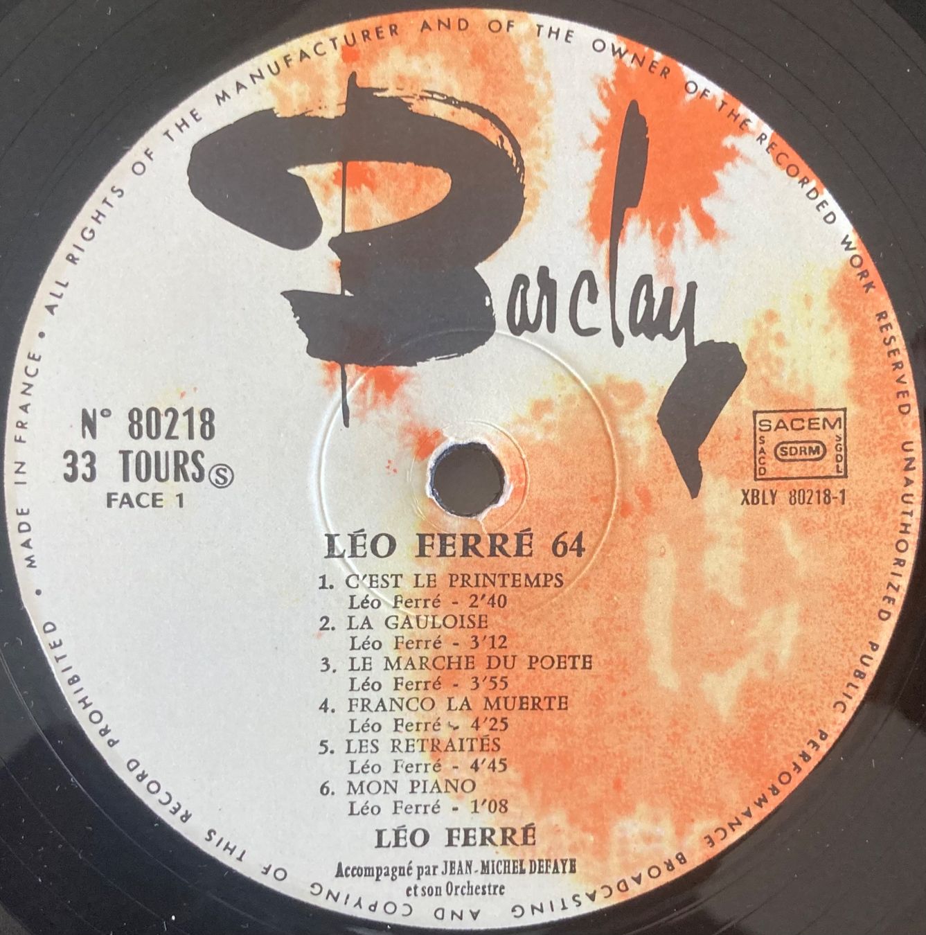 Vinyles: LÉO FERRÉ - FERRÉ 64 – D'occasion à Poliez-Pittet par Newtown-Records 2